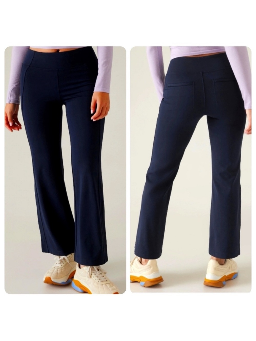 Athleta Womens Navy Delancey Skyline Ankle‎ Flare Pants Size Petite Medium